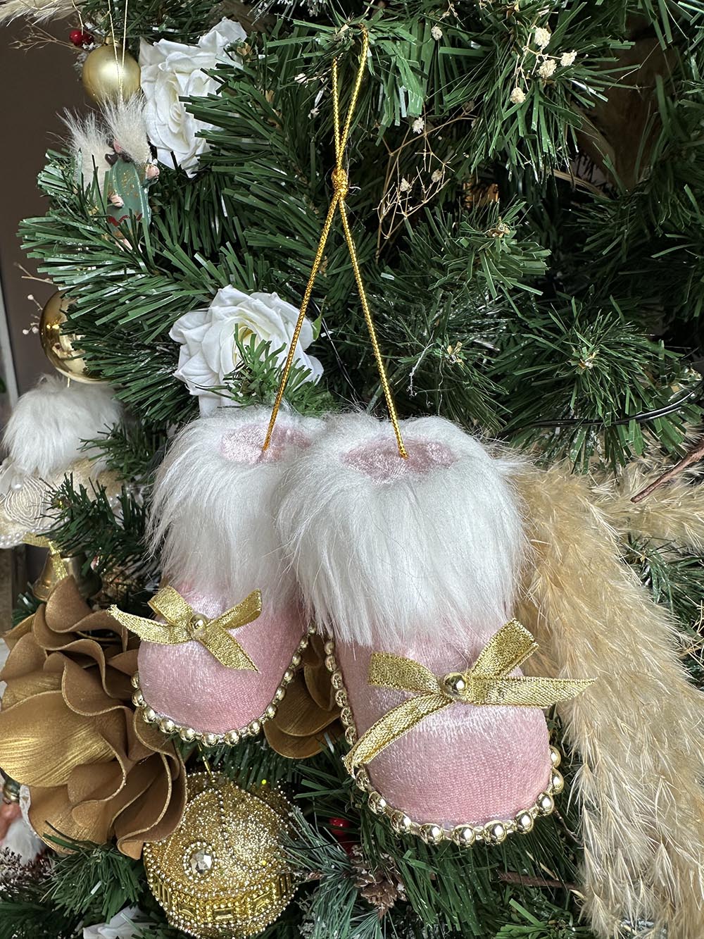 Yılbaşı Çam Ağacı Süsü Pembe Patik