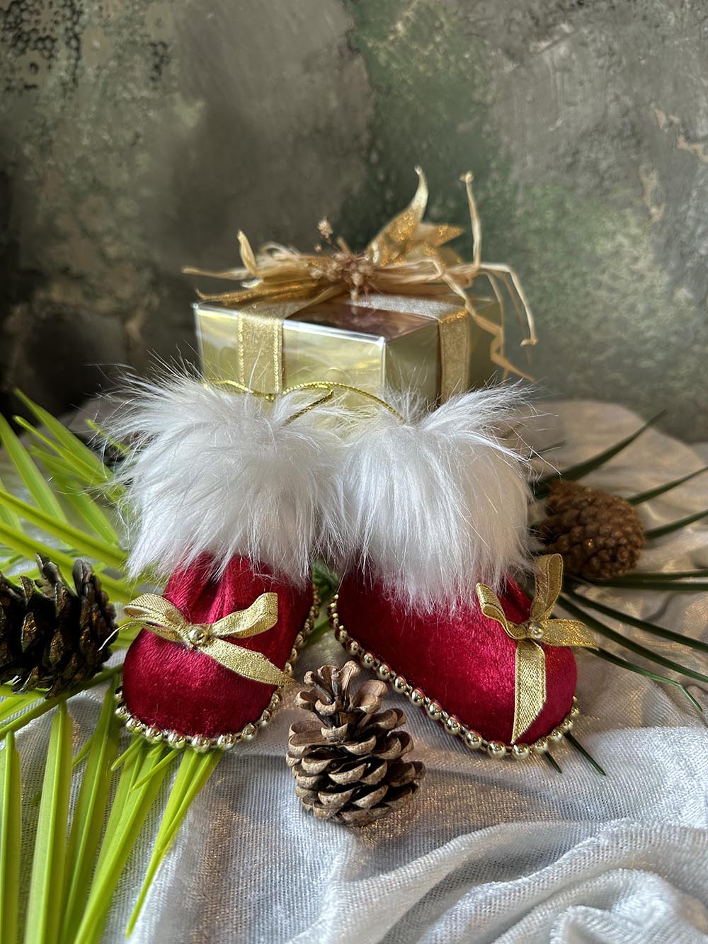 Yılbaşı Çam Ağacı Süsü Kırmızı Patik