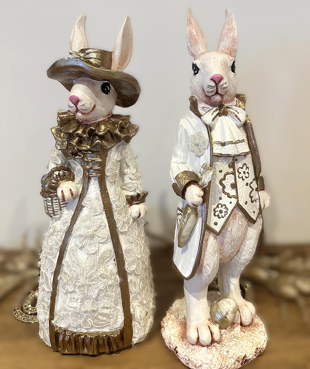 Beyaz Tavşan Ailesi -Paskalya, Dekoratif Aksesuar ,Biblo