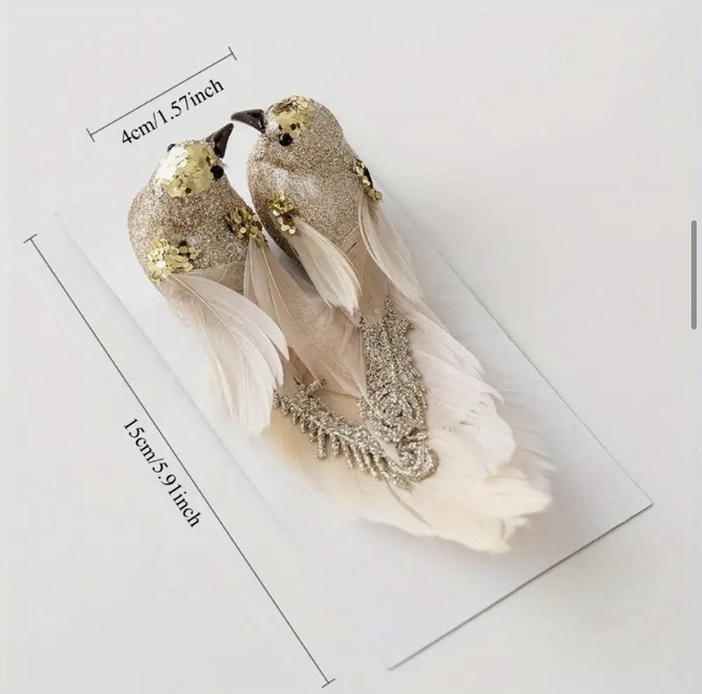 Krem Kuş-Yılbaşı Çam Ağacı Süsü,Yılbaşı Dekoru