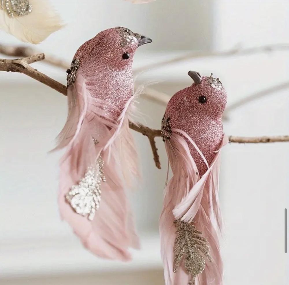 Pembe Kuş-Yılbaşı Çam Ağacı Süsü,Yılbaşı Dekorasyonu