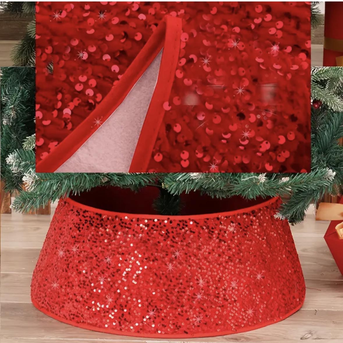 Kırmızı Paletli - Yılbaşı Çam Ağac Eteği ,Yılbaşı Dekor