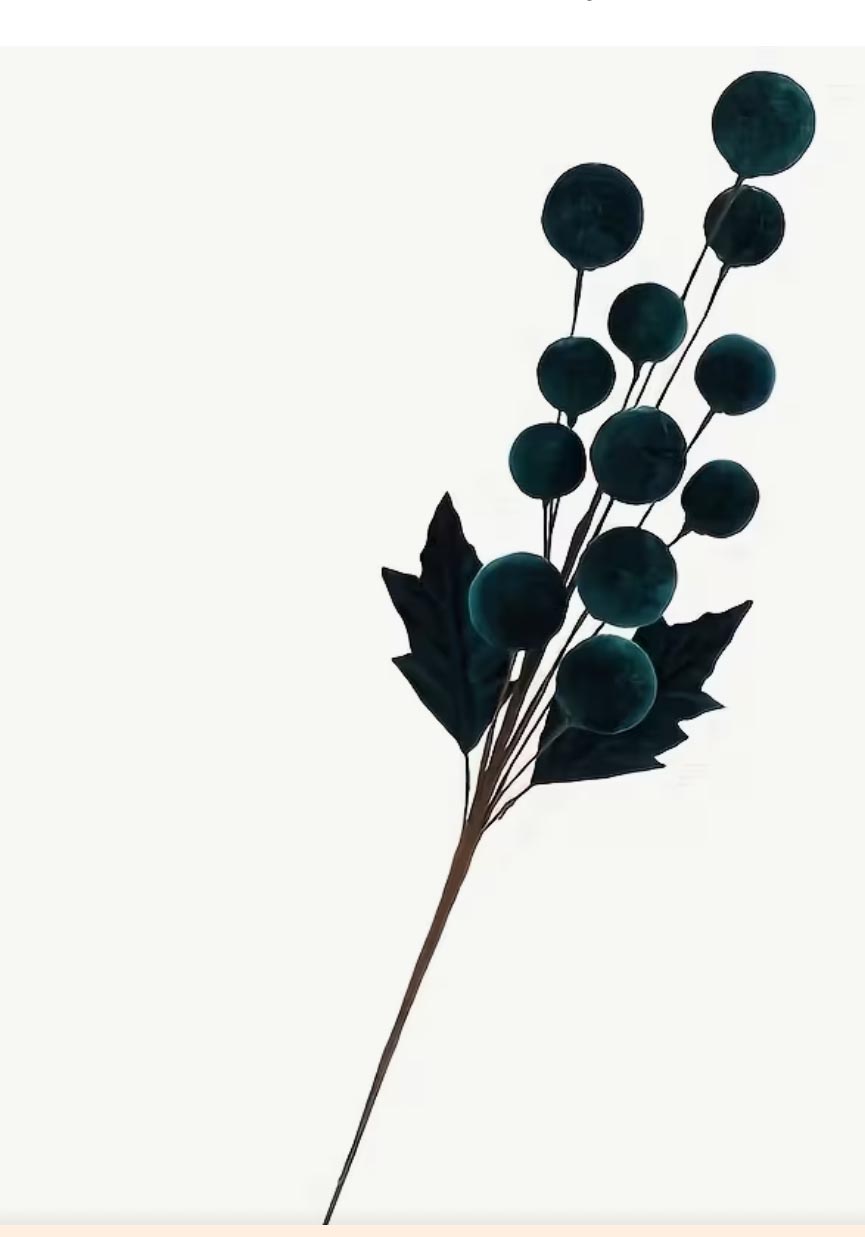 Yeşil Kadife Dal  - Yılbaşı Çam Ağacı Süsü,Dekor Süsleme Dalı