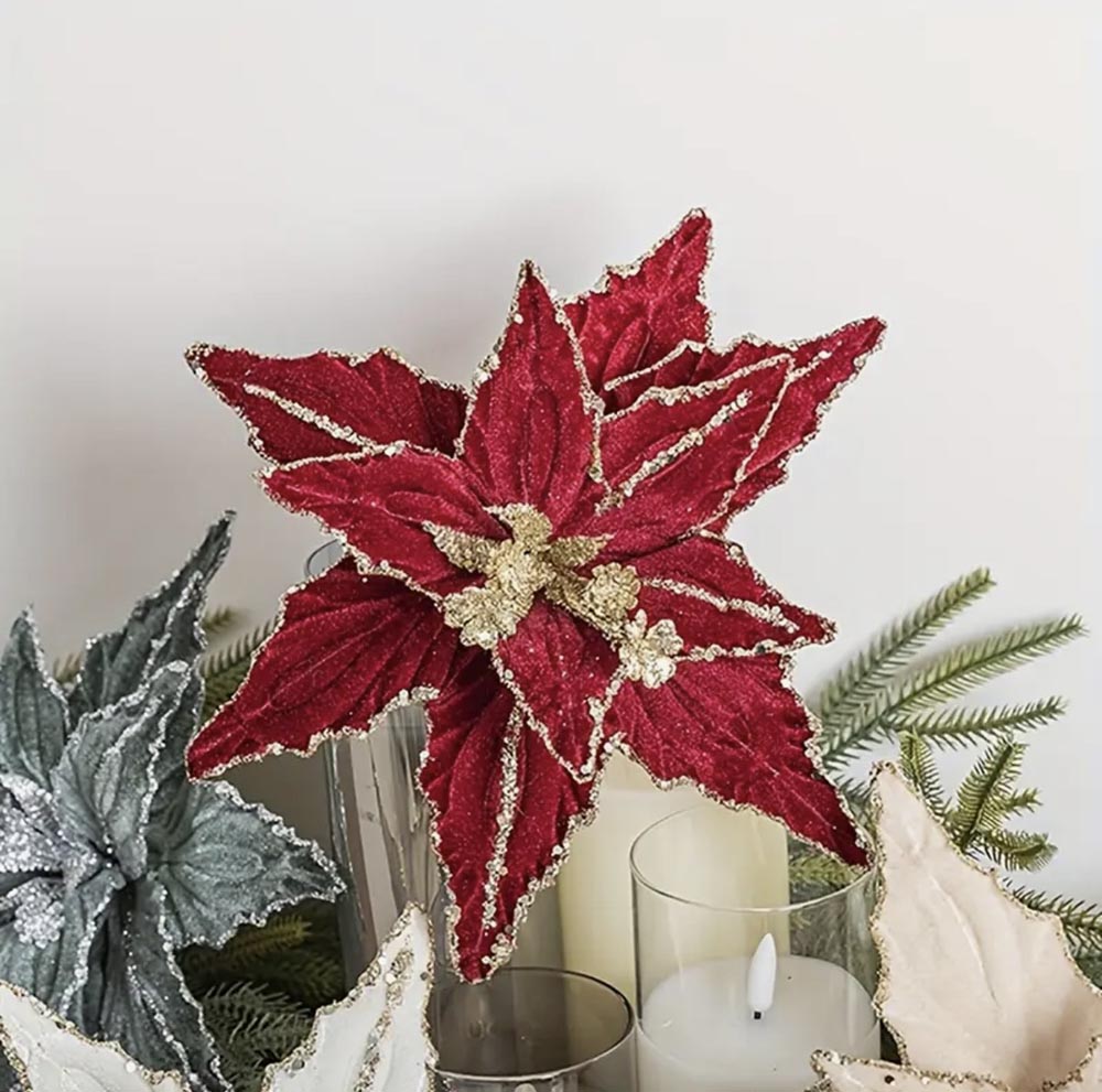 Yılbaşı Ata Çiçeği Kırmızı -Yılbaşı Çam Ağacı Süsü