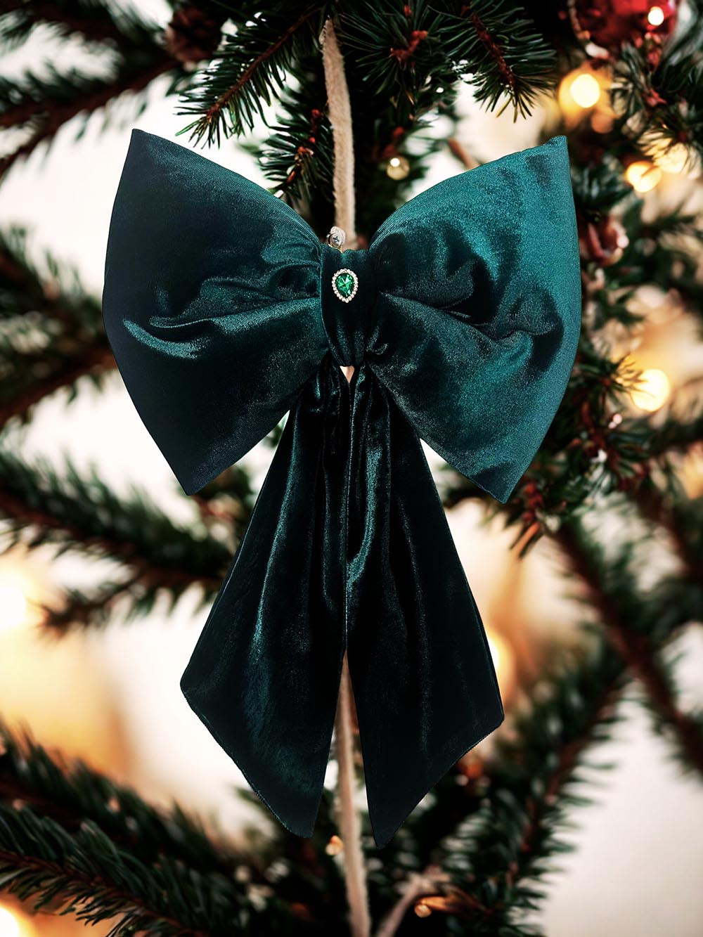 Yeşil Kadife Fiyonk Yılbaşı Çam Ağaçı Süsü